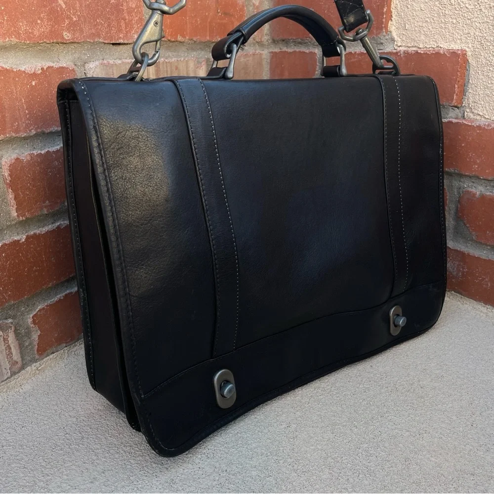DILANA VTG Black Leather Travel Briefcase